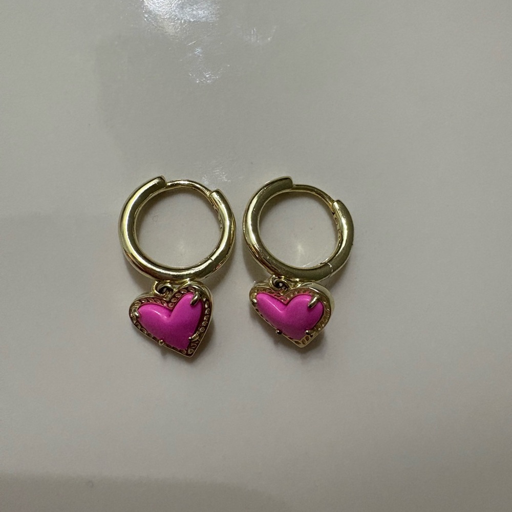 Kendra Scott Gold and Pink Heart Earrings